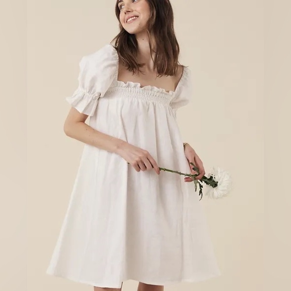 Opia Byron Bay Inez Mini Dress, Ivory, M/L